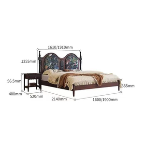 KMJ <strong>Vintage</strong> American Antique Wood Bedroom Furniture Retro King Size Wooden <strong>Bed</strong> <strong>Frame</strong> - Product Image 6