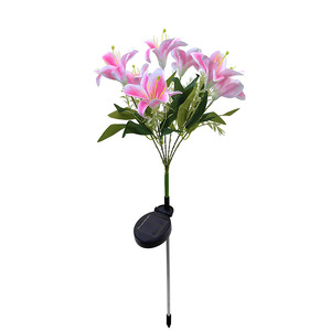 Lampes solaires de jardin en forme de lys à 7 têtes, IP65, étanches, pour l'extérieur, décoratives pour pelouse - Product Image 5