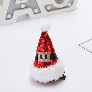 Christmas Fuzzy Hair Clip Kids Girls <b>Xmas</b> Accessories Santa Hairclip Children Cute Christmas Hat Toddlers Girl Ins Hair Grip - Product Image 2