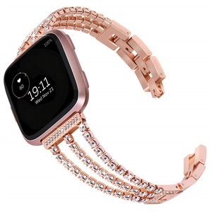 Bracelet de poignet en diamant brillant pour fille pour <span class=keywords><strong>fitbit</strong></span> <span class=keywords><strong>Versa</strong></span> <span class=keywords><strong>3</strong></span> Bracelet de bijoux en métal tendance pour bracelet de montre Versa3 - Product Image 5