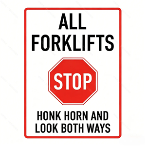 Warehouse Forklift Traffic Safety <strong>Sign</strong> Heavy Duty Warning <strong>Sign</strong> Board OSHA Compliant Honk Horn and Look Both <strong>Ways</strong> <strong>Sign</strong> - Product Image 1