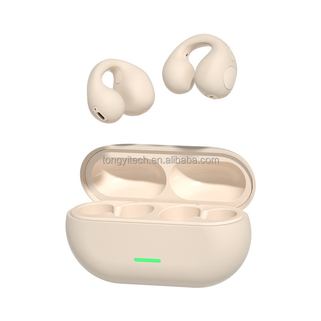 Factory Priced TWS Earbuds Touch Control Wireless Noise Cancelling Air-Conduction Open Ear Clip-On Digital Display Headphones