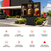 Écran publicitaire extérieur triple de 55 pouces, affichage numérique étanche IP66, menu numérique pour restaurants