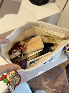 Cartoon Embroidery <b>Makeup</b> <b>Bag</b> Quilted Fabric Zipper Cosmetic Organizer for Women Daily Use OEM Service - Product Image 5