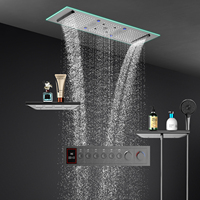 Ensemble de douche moderne effet pluie et cascade, mitigeur thermostatique numérique LED pour plafond 900*300 MM