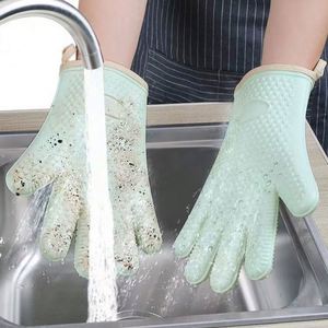 Extra Large Silicone Oven Mitt Set Waterproof BBQ <b>Cooking</b> <b>Gloves</b> with Long Sleeves Kitchen Accessories - Product Image 5