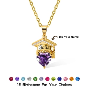 Regali di laurea 2025 MECYLIFE collana 2025 stagione vendita calda Mortarboard Custom collana incisa su misura <span class=keywords><strong>nome</strong></span> amore compleanno pietra - Product Image 2