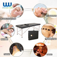 Union Win Camillas Lit de salon de beauté Table de massage pliable en cuir PU pour patient en métal et acier inoxydable