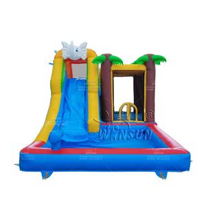 WINSUN Jardin d'enfants Éléphant Personnage de dessin animé Château de saut Toboggan gonflable avec piscine pour enfants - Product Image 1