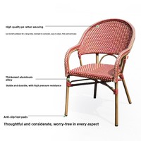 Chaise double à dossier en rotin PE et aluminium, style décontracté, pour terrasse extérieure, hôtel et gîte, modèle tendance