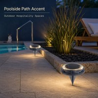 Lampes solaires bleu-gris pour allées, patios et chemins de piscine, LED 3000K 8lm, panneau de 75 mm, batterie Ni-MH 800 mAh