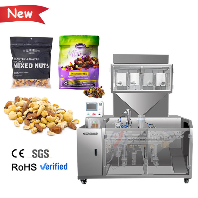 High Speed Automatic Dry Fruits peanuts Nuts Stand up Pouch Packing Machine Mixed Nuts Flat Bottom Doypack Packing Machine