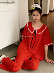 Pigiama Estivo in Cotone per Donne, Maniche Corte, Stile Coreano, Comodo e Traspirante con Stampa alla Moda - Product Image 2