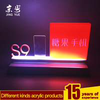 Support d'affichage LED personnalisé pour téléphone avec base en acrylique à impression UV, enseigne lumineuse pour magasins de téléphonie mobile, support de bureau moderne