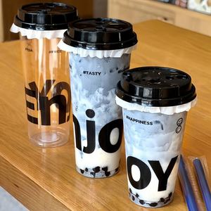 Gobelet en plastique PP transparent épaissi jetable avec logo personnalisé, 260 ml-700 ml, pour jus, lait, thé, boissons et café glacé, champagne - Product Image 1
