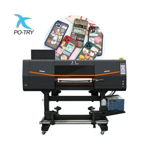 POTRY 60CM 24 Inch i3200 3 Printhead 2 in 1 semua dalam satu pencetakan dan kristal stiker UV DTF Printer dengan Laminator