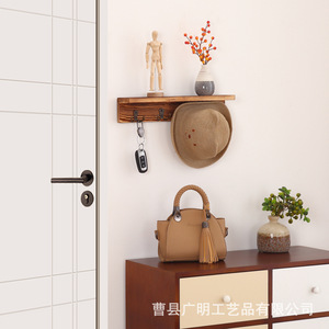 Estante de Almacenamiento Rectangular de Pared, Color Haya Quemada, Sin Perforaciones, Tipo Montaje en Pared, Organizador de Ropa para 2.ª Planta - Product Image 2