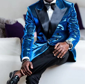 Tailor Made Blazer Blue Velvet Business <span class=keywords><strong>Elegante</strong></span> Ocio Esmoquin Coat para Gentleman Blazer 2 Piezas - Product Image 4
