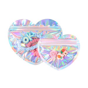 Holographic Laser OEM/ODM Custom Printed Aluminum Foil Zipper Bag with Window Resealable Food Grade <b>Packaging</b> - Product Image 1