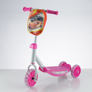 Patinete de tres ruedas para niños con luces y cesta, altura ajustable, para edades de 2 a 7 años, color rosa - Product Image 1