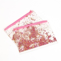 Trousse à crayons de bureau et d'école, sac à crayons à paillettes en PVC transparent étanche à 3 anneaux