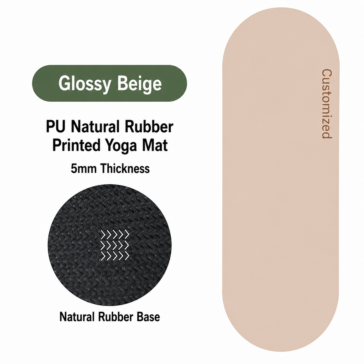 Beige-pu lisse-double face antidérapant