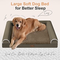 Lit pour chien One Piece Bolster, imperméable, en velours cristal, avec mousse orthopédique en forme de nid d'abeille, canapé pour animaux de compagnie, pour les détaillants, OEM personnalisé