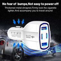 Emballage de boîte avec logo personnalisé, chargement super rapide, double adaptateur de port USB a type C, chargeur de voiture multiple à 4 ports USB