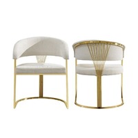 Chaise de salle à manger moderne en acier inoxydable doré, siège et dossier en velours, légère et confortable pour restaurant, mariage, événement, café