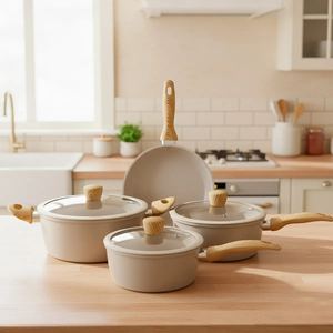 Ensemble de casseroles en aluminium de haute qualité, modernes, avec revêtement céramique, couvercles en verre, poignées en bakélite, antiadhésives, 6 pièces, compatibles avec le four à gaz - Product Image 6