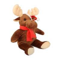 Peluche de renne en peluche en gros, jouet en peluche doux avec chapeau de Noël, décoration de vacances mignonne, jouet animal en vrac pour Noël