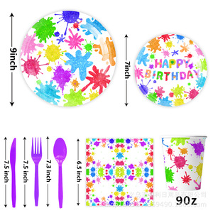 Kit de Décoration de Table Jetable pour Fête Thème Graffiti Slime – Assiettes, Serviettes, Bannières et Drapeaux pour Anniversaire - Product Image 3