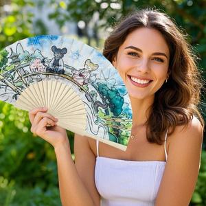 Abanico de mano de madera natural de alta calidad Abanicos plegables españoles para Bodas/uso personal - Product Image 1