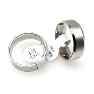 새로운 스테인레스 스틸 반지 남자 간단한 반지 세트 남여 공용 실버 8mm 36PC/상자 - Product Image 1