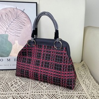 Tas Tote Wanita Rajut Poliester Baru Model Clutch untuk Acara Malam, Motif Bunga, Tanpa Tali, Kesederhanaan Urban, Penutup Magnetik