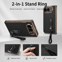 Funda de Teléfono con Textura de Cuero Retro para iPhone 18 Fold, Funda Protectora Anticaídas con Correa de Mano, Funda para iPhone 18 Fold con Protector de Pantalla