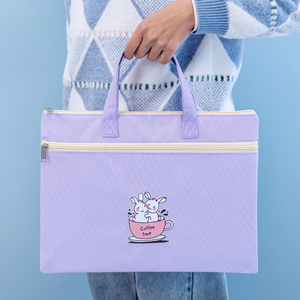 Pochette de rangement portable A4 en tissu Oxford double épaisseur avec motif mignon des 12 signes du zodiaque, sac de rangement pour étudiants, logo personnalisable, design imprimable - Product Image 2