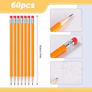 Crayon en bois personnalisé avec logo, 7 pouces, avec gomme, idéal pour la rentrée scolaire, vente en gros - Product Image 3