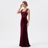 Robe de soirée vintage bordeaux en polyester, ornée de perles et d'appliques en cristal, coupe ajustée, ligne A, longueur cheville, vente en gros, sur mesure