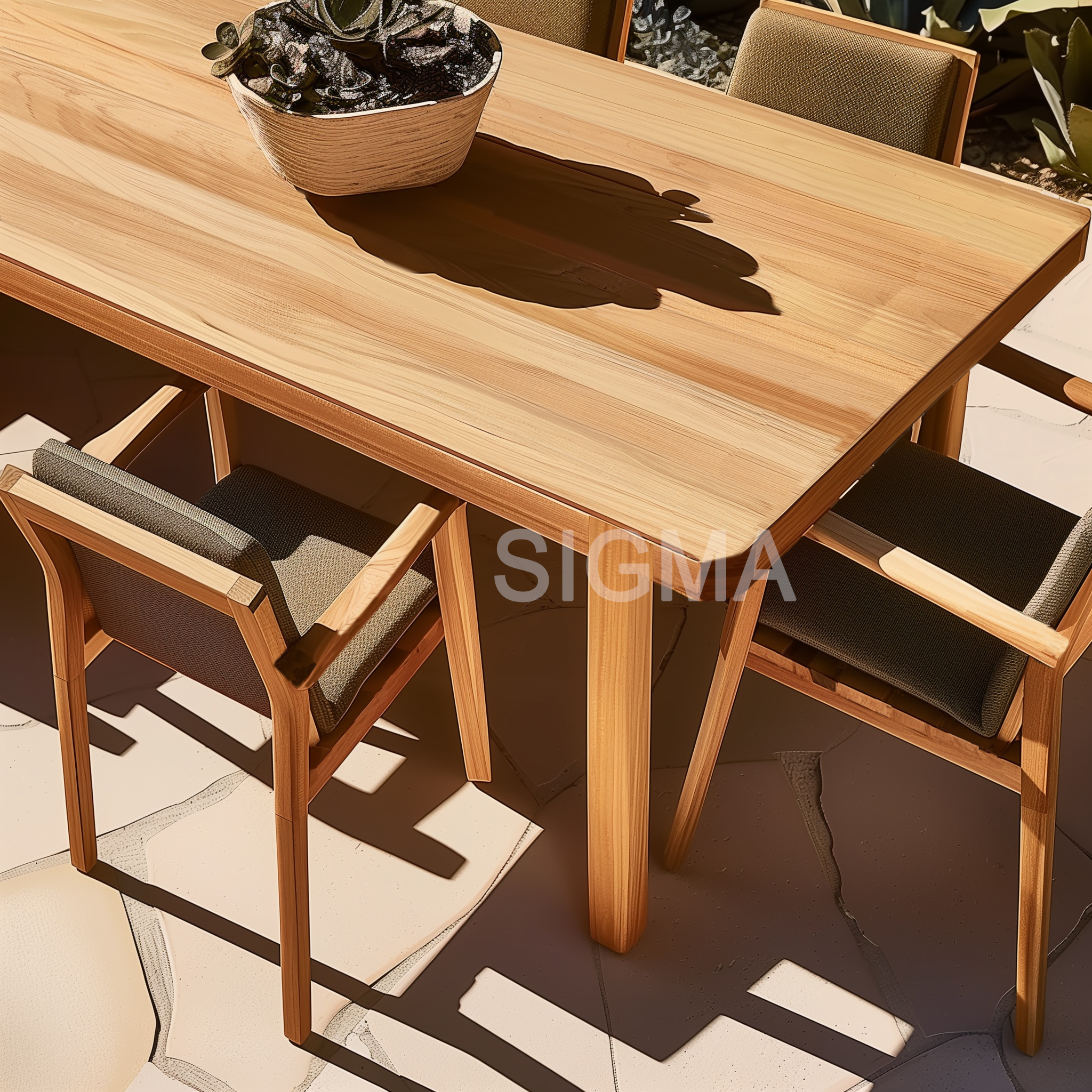 SIGMA Luxury Outdoor Furniture Waterproof Solid Wood Teak Table Outdoor Dining Tables