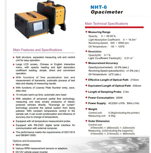Tüm arabalar için yazıcı ile NHT-6 220V/110V Opacimeter opaklık test ekipmanları egzoz emisyonu dizel gaz analizörü - Product Image 2