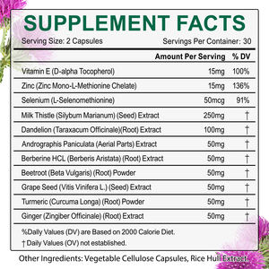 Acentialabs 60カプセル肝臓ケア製品ハーブサポートミルクシスルサプリメント肝臓デトックス8ミネラル - Product Image 5