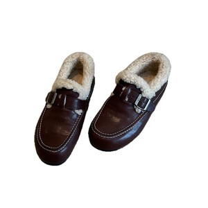 Genuine Leather Retro Women <b>Shoes</b> Belt Buckle Design Warm Furry Lined Slip-on <b>Shoes</b> Winter Warm Wrap-heel Cotton <b>Shoes</b> - Product Image 6