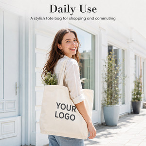 Custom Logo 12oz Heavy Duty <b>Canvas</b> Tote <b>Bag</b> Reusable Shopping <b>Bag</b> with Inner Lining Reinforced Handles and Bottom Gusset - Product Image 3
