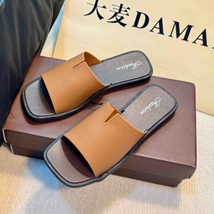 Sandalias Planas de Mujer con Punta Cuadrada de PU al por Mayor 2026, Sandalias Ligeras Tipo Chanclas, Sandalias Casuales de Playa de Cuero PU Sólido - Product Image 5