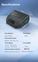 Imprimante thermique mobile WIFI DA380S 2-3 pouces, code-barres IOS 203 dpi, batterie 2600 mAh, prend en charge les langues Zebra/BIXOLON/Honeywell