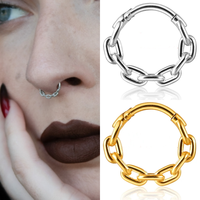 Anneau de nez en acier chirurgical 316L sans soudure, segment, plaqué or, serti à griffes, pour mariage et fiançailles