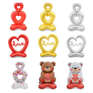 All'ingrosso spagnolo felice san valentino inglese matrimonio in alluminio elio cuore fiore orso palloncino per decorazione del partito - Product Image 4