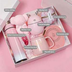 Pink Promotional Gift Set Intelligent Water Cup Vacuum <b>Flask</b> Business Style Cost-Effective Gift Box for Lady's Birthday Gift - Product Image 5