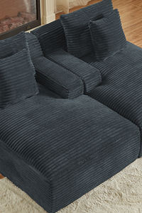 圧縮可能なダブルシェーズロングソファベッド 2人掛け 調節可能 環境に優しい ふわふわ モダン 組み立て不要 室内リビング用 - Product Image 3